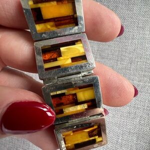 Sterling silver and amber bracelet